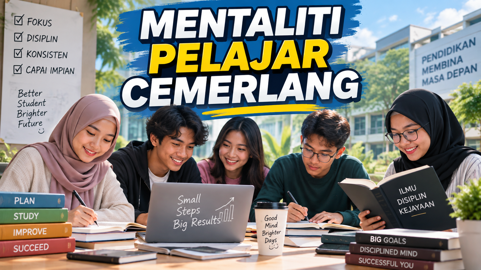 Image of Mentaliti Pelajar Cemerlang Pelajar Malaysia membina mentaliti cemerlang melalui disiplin, fokus dan motivasi belajar