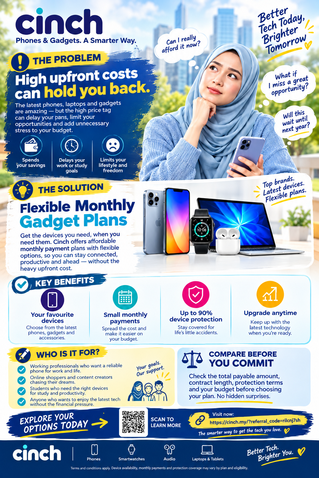 Image of Cinch Gadget Plans Promotional Poster 1 Cinch gadget plans promotional poster showing flexible monthly payments for phones and technology devices