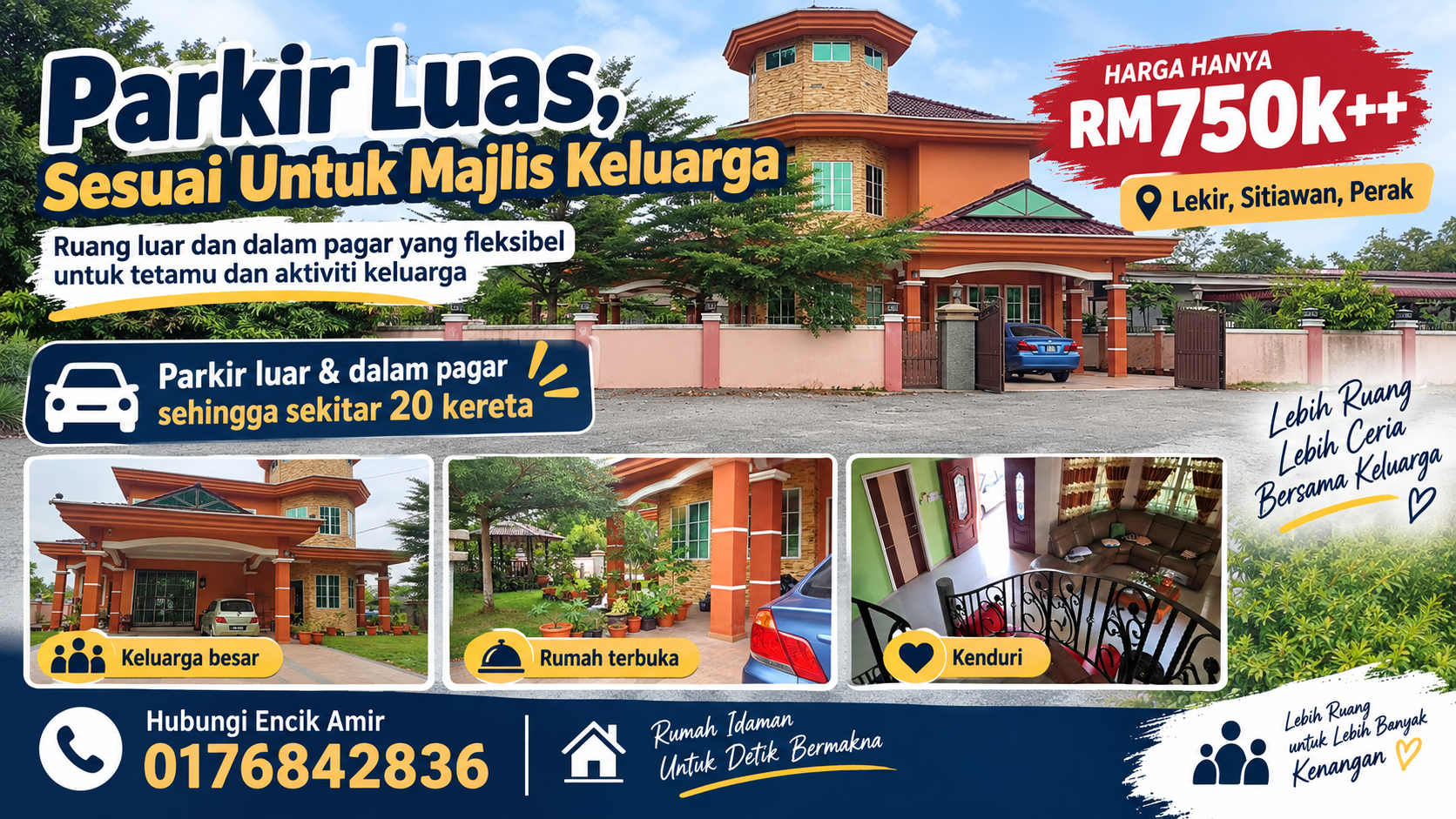 Ruang keluarga banglo 5 bilik di Lekir