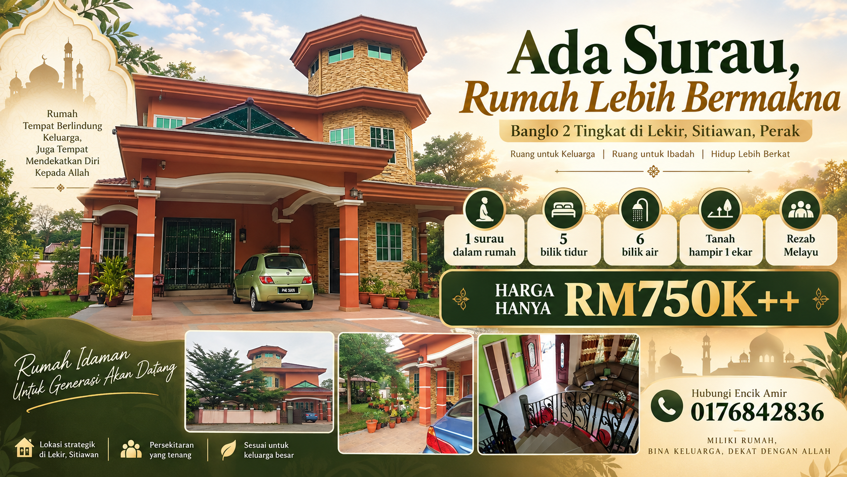 Ruang surau dalam banglo Lekir Sitiawan
